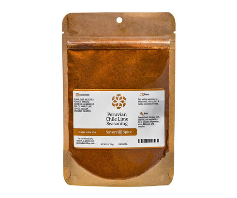 Savory Spice Peruvian Chile Lime Seasoning - Blend of Yellow Chilis, Lime & Peruvian Spices for Chicken, Beef, Fish,