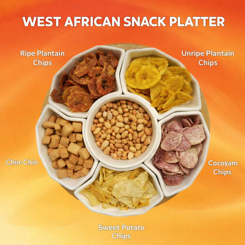 Binti Pack 9 Nigerian snacks, Ghanaian snacks, African Groundnuts, Sweet Potato Chips, Cocoyam Chips, Chin-Chin