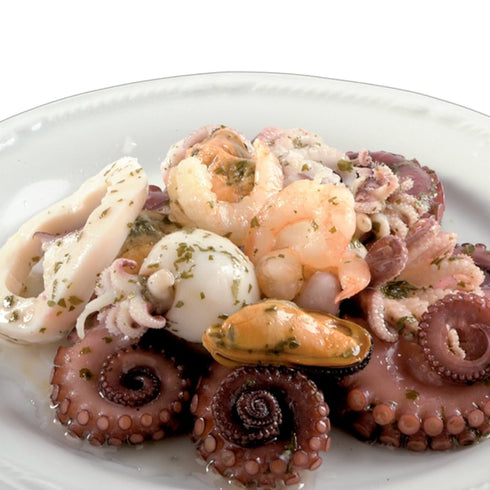 10.58 oz, Packed Renna, Seafood Salad, Fresh in Italy - Italian Delicacy with Squid, Octopus, Cuttlefish, Shrimp