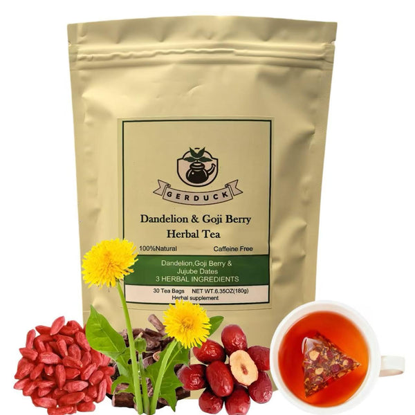 Gerduck Dandelion Root & Goji Berry Tea with Jujube Dates,6g x 30 Teabags-Organic