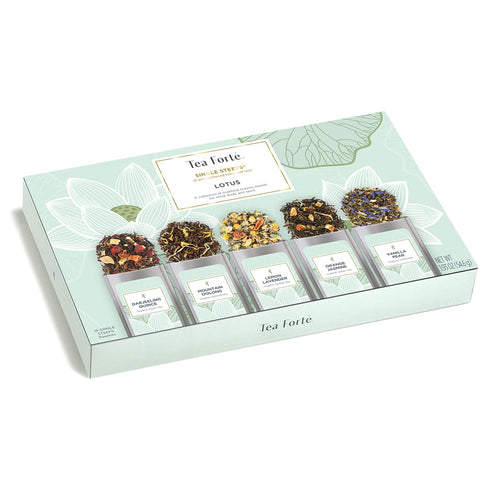 15 Tea Forte Single Steeps Loose Leaf Tea Sampler, Assorted Variety Tea Box, Single Serve Pouches, Lotus Tea