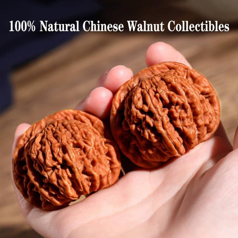 ENFGDT 1.7in Set, Natural Chinese Wenwan Walnut, Chinese Walnuts Fidget, Premium Wenwan Walnut Care Brush Meaningful