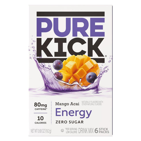 6 6 Packets (36 Pure Kick Energy Singles To Go Drink Mix, Mango Acai, Boxes, Per Box Single Servings)