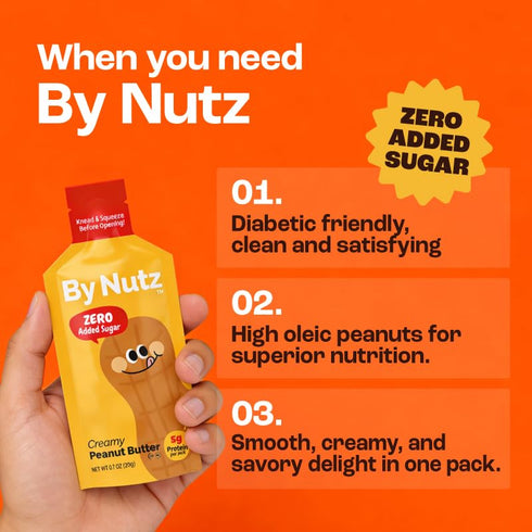 Packs,High (9 20g, 3 By Nutz No Added Sugar Peanut Butter Oleic,High Protein,Diabetes Friendly,Non-GMO x Boxes)