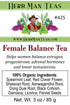 '-100% FEMALE HORMONE BALANCE TEA - Balances female and adrenal hormones formulated by master herbalist Khabir Organic