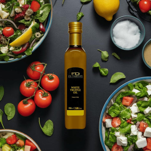 250 ml (8.45fl oz) FD TARTUFI White Truffle Oil Gourmet Food Seasoning | Dressing - Made in Italy | Extra Virgin Olive