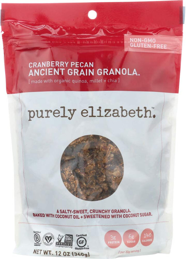 Purely Elizabeth Cereal, Granola, Cranberry Pecan OG3 12 oz. (Pack of 6)