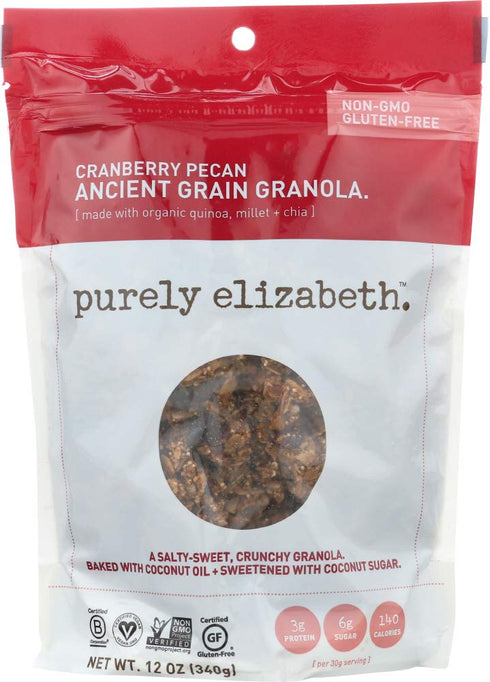 Purely Elizabeth Organic Cranberry Pecan Ancient Grain Granola, Gluten Free, Non GMO,