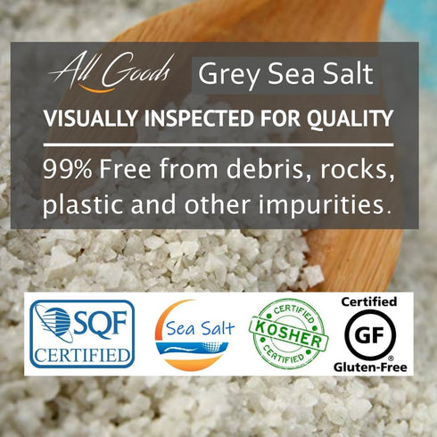 4 lb 82 All Goods Mineral Organic Grey Sea Salt Coarse Jar, Minerals, French Gray, Hand-Harvested, Les Gurandais