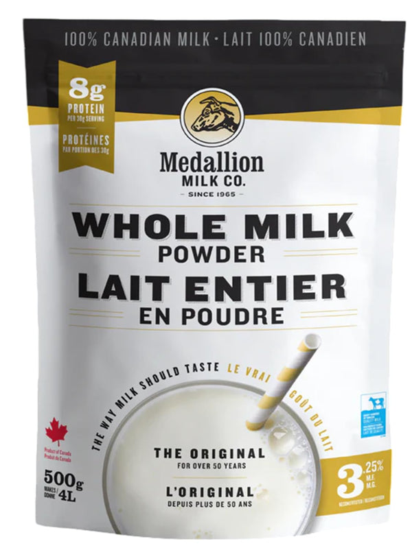 Medallion Brand Whole Milk Powder 500g - Dried Milk from Canada, Free of