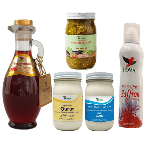 HOMA Legacy Box Kashk, Qurut & Garden Veggies 16oz, Pomegranate Vinegar 8.4oz