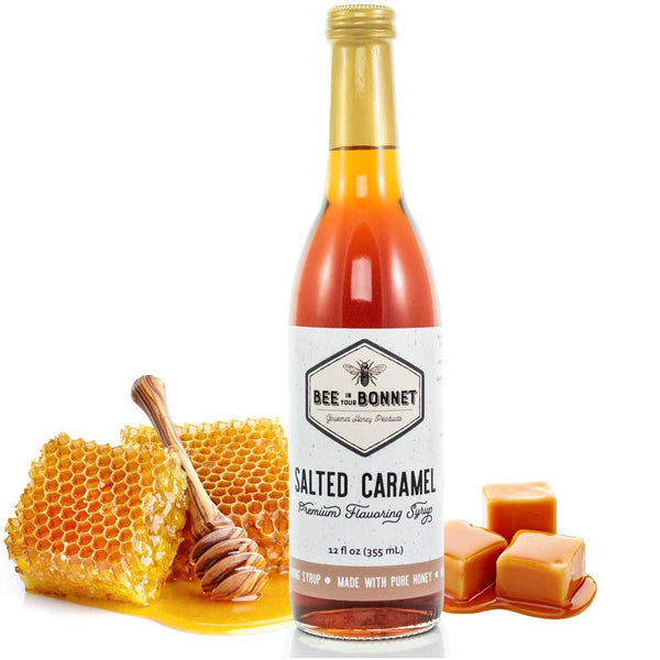 Bee in Your Bonnet Premium Flavoring Syrup - Salted Caramel, made with real honey & natural ingredients, 355ml / 12 oz
