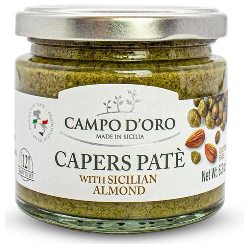 CAMPO D'ORO - Capers Pate Spreadable, Caper & Almond Sandwich Spread, Non-GMO,
