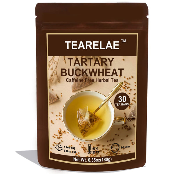 TEARELAE - Himalayan Tartary Buckwheat Teabags 6.35oz/180g (6g x 30 Bags) - Pure Natural Caffeine Free Buckwheat Tea