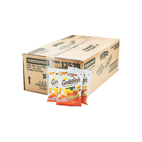 13539 1.5oz 72/Carton Pepperidge Farm Goldfish Crackers, Cheddar, Single-Serve Snack, Bag