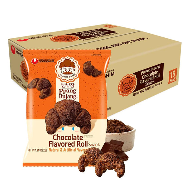 Nongshim Ppang Bujang Chocolate Flavored Roll Snack - Chocolate Flavor Croissant Bakery