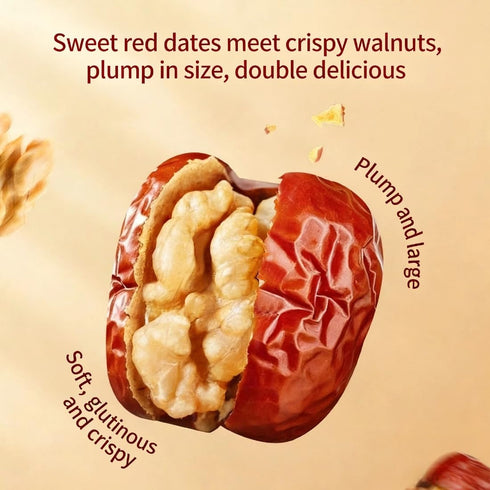17.6 oz (500g),Only Jujube Dates with Walnuts jujubes and walnuts - Natural Chinese Red Date Snack, Healthy Jujube