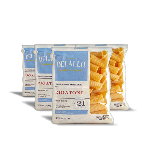 DeLallo Rigatoni Pasta, 1 Pound Bag, 4 Pack, Made in Italy, Cooks