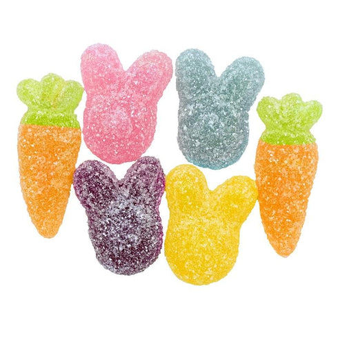 Gummy 1 Candy Retailer Sour Easter Rabbits & Carrots, Fruit Flavored, Sugar Coated, Bunny and Carrot Shapes, Pound