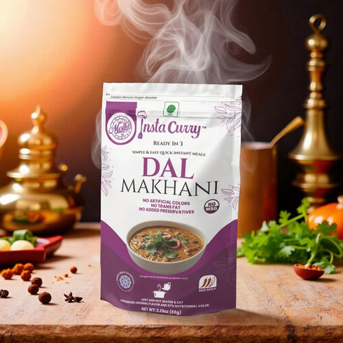 3 2 Pack 2 Mollys Insta Curry Dal Makhani Shelf Stable Indian Meal, Just Add Hot Water, Black Lentil Curry, Ready
