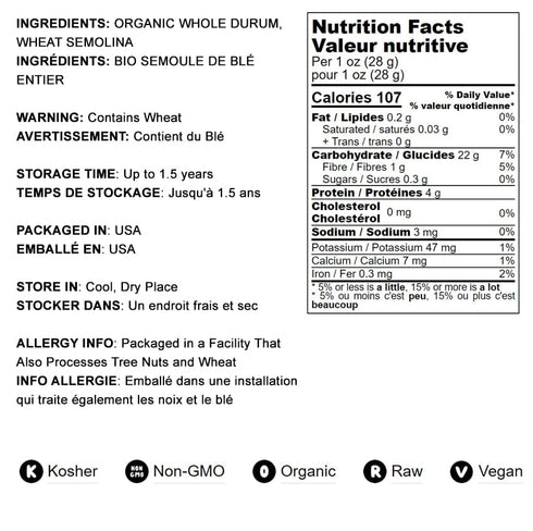 1 Food to Live Organic Whole Wheat Couscous, Pound Non-GMO, Kosher, Raw, Vegan, Bulk