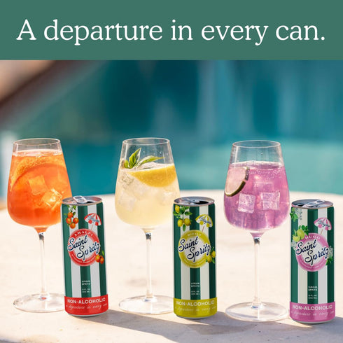 Pack (12-Pack) Saint Spritz Non Alcoholic Drink Variety | Italian Spritz Cans | Amalfi, Sicily & Hugo Flavors |