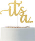 ALISSAR Glitter Double Sided Gold Gender Reveal Cake Topper, Baby Reveal Party Decorations