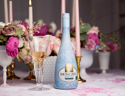25.3oz (2 Pack) Tuscanini Sparkling Moscato Grape Juice, | Non Alcoholic Italian Moscato | Elegant Champagne Bottle |