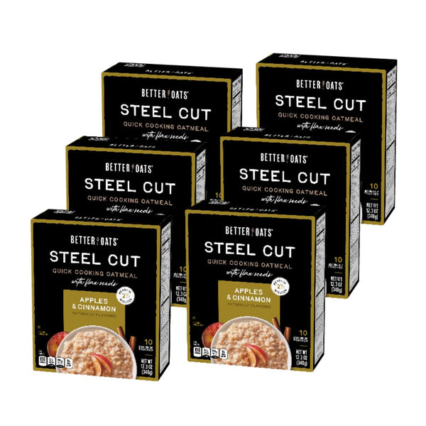 Better Oats Steel Cut Instant Oatmeal Packets, Apples and Cinnamon Flavor with