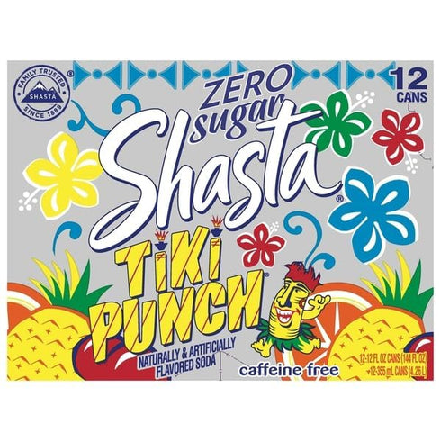 Generic Shasta Zero Sugar Tiki Punch Caffeine-Free Soda, 12 Cans