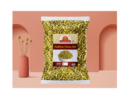 GHOTARAM Snack-350g*1Pack Roasted Namkeen Podhina Dhaniya Nimbu Chickpeas Split, Chatpata Roasted Bengal split gram