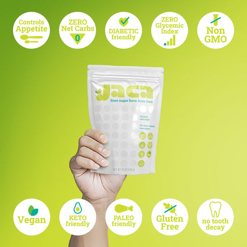 16 oz Jaca Rare Sugar Pure Allulose Sweetener | Healthy Sugar Substitute for Food & Drinks | Keto-Friendly, Vegan