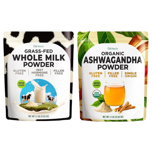 Gya Tea Co Whole Milk Powder & Ashwagandha Powder Set - Non-GMO