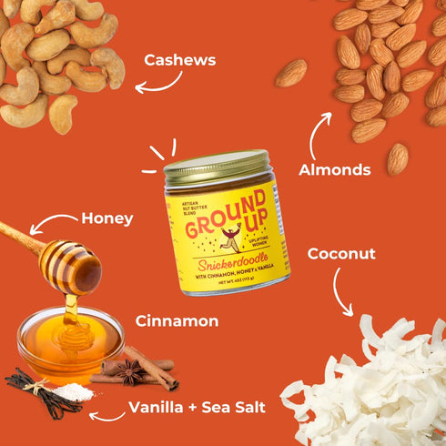 Ground Up Chunky Nut Butter - Almond and Cashew Butter - Peanut-Free, Dairy-Free, Gluten-Free, Vegan - Trio Tasting
