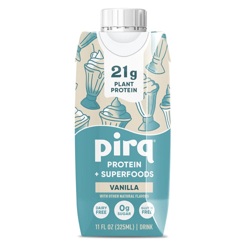 11 Oz (Pack 4) Pirq Plant-Based Protein Shakes | Vanilla Fl of | Dairy-Free, Gluten-Free, Soy-Free, Zero Sugar