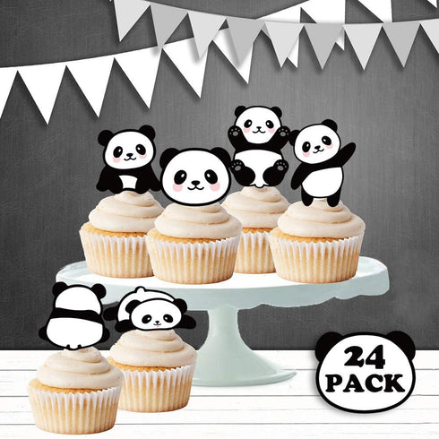 Panda Cupcake Toppers Picks, 24pcs - Birthday & Baby Shower Party Supplies