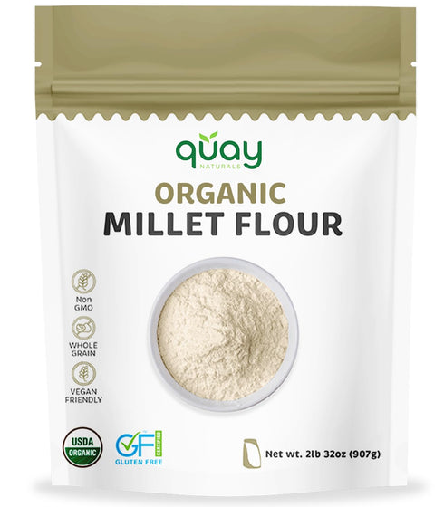 Quay Naturals Organic Millet Flour 2lb | USA-Grown & Milled | Stone-Ground,