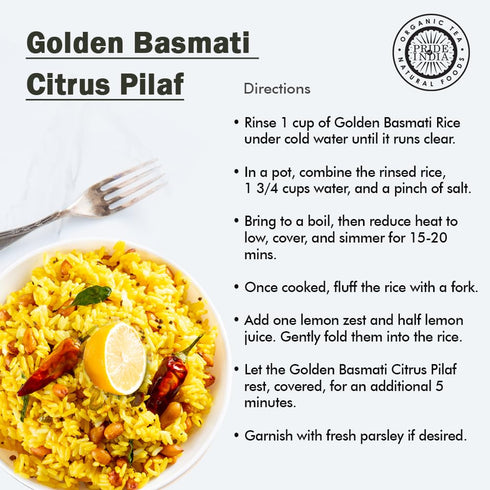 3lbs Pride Of India - Extra Long Indian Golden Basmati Rice - Healthy Parboiled Sella Grain, Jar