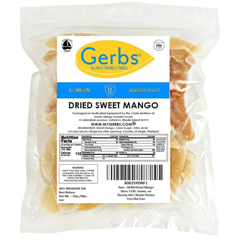 2 lbs. 14 Gerbs Sweetened Dried Mango Slices | Unsulfured, No Artificial Additives, Resealable Bag | Naturally Chewy
