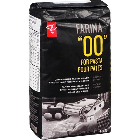 President's Choice "00" 1kg/35.3oz, PC Black Label Farina Enriched,Unbleached Fine Wheat Flour for Pasta