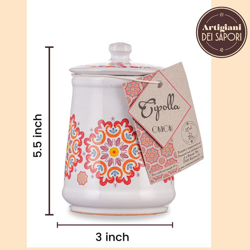 0.7 oz, ARTIGIANI DEI SAPORI Dried Minced Onion in Italian Ceramic Jar, Herbs, onions flakes Seasoning Gifts, Onion