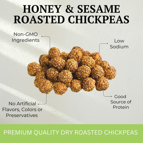 5 OZ Otto Nuts - Honey & Sesame Roasted Chickpeas, Non-GMO Naturally Vegan Snack, Good Source of Protein |