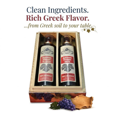 3.38 oz 2 Ellora Farms, Balsamic Vinegar Spray bottle, clog-free pump, barrel aged, Greece, X Glass bottles