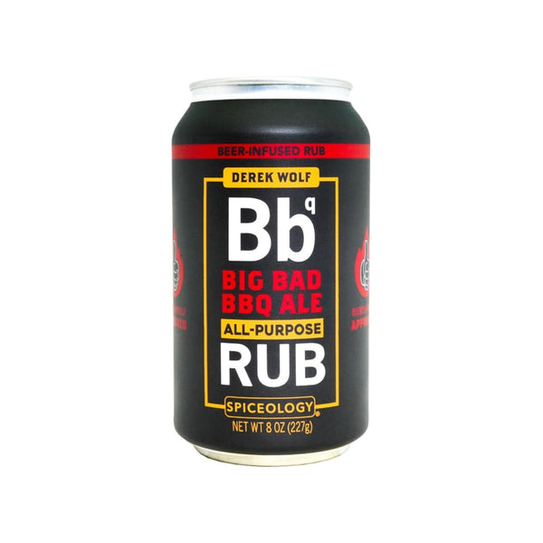 Spiceology & Derek Wolf Big Bad BBQ Ale, Beer-Infused Barbecue Rubs, 8 oz Can with Resealable Lid for Beef, Chicken,