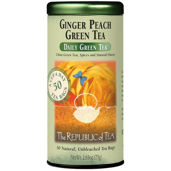 The Republic of Tea - Ginger Peach Green Tea, 50 Tea Bags,