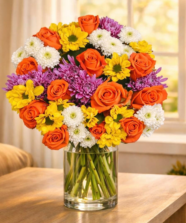 BloomsyBox Radiant Delight Bouquet (Glass Vase Included) Fresh Flowers for Delivery Special