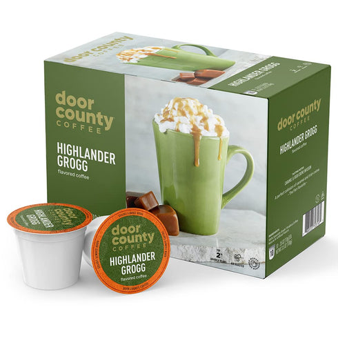County 60 Count 100% Door Coffee Highlander Grogg Flavored Ground - Single Serve Cups - Medium Roast - Specialty