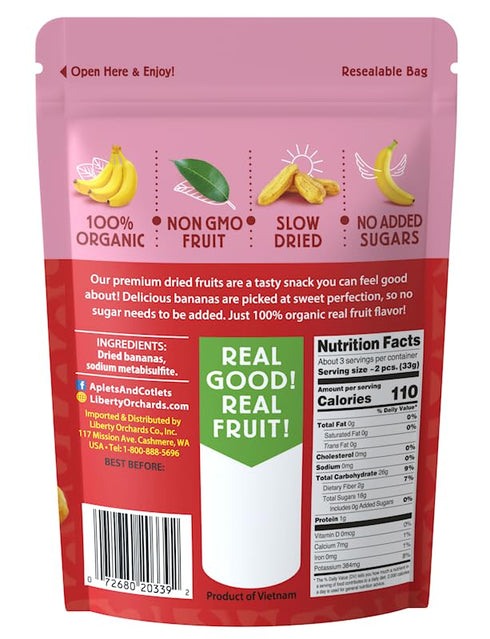 6 5 Pack Liberty Orchard Organic Whole Dried Banana - Naturally Sweetened Dried Fruit Snack for Healthy Digestion