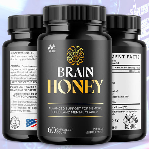 MJO (60 Brain Honey Capsules, Brain Honey Pills with All Natural Ingredients, Advanced Overall Health and Wellness