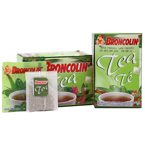 Broncolin Tea, Natural Remedy Herbal Tea, 2-Pack of 25 Tea Bags, 2 Boxes